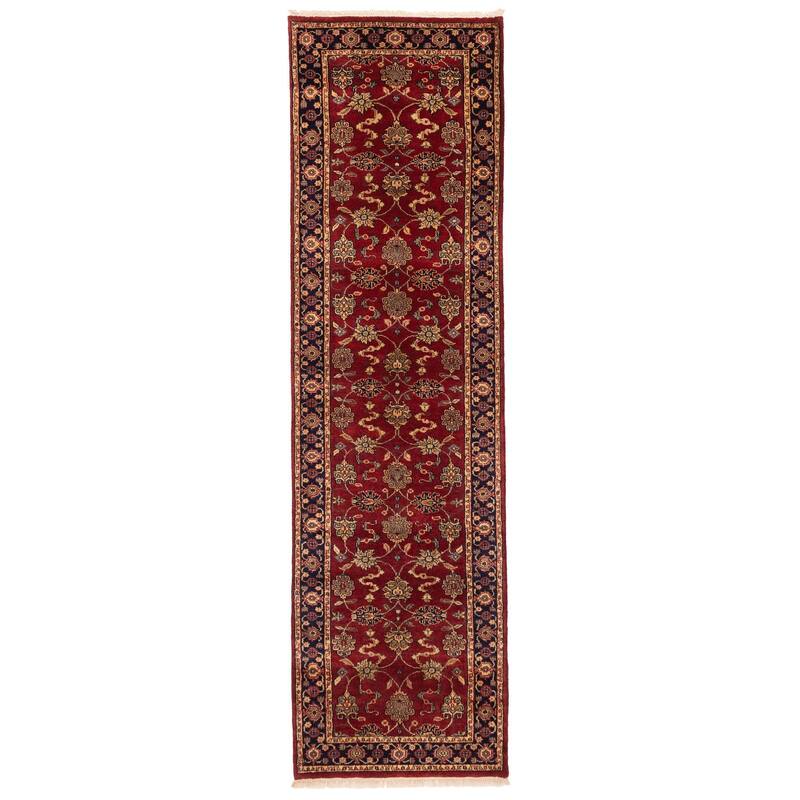 ECARPETGALLERY Hand-knotted Finest Agra Jaipur Dark Red Wool Rug - 2'7 x 9'9