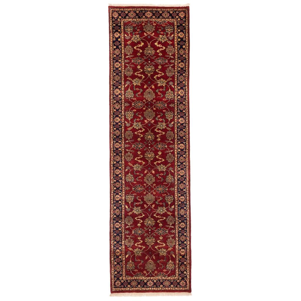 ECARPETGALLERY Hand-knotted Finest Agra Jaipur Dark Red Wool Rug - 2'7 x 9'9