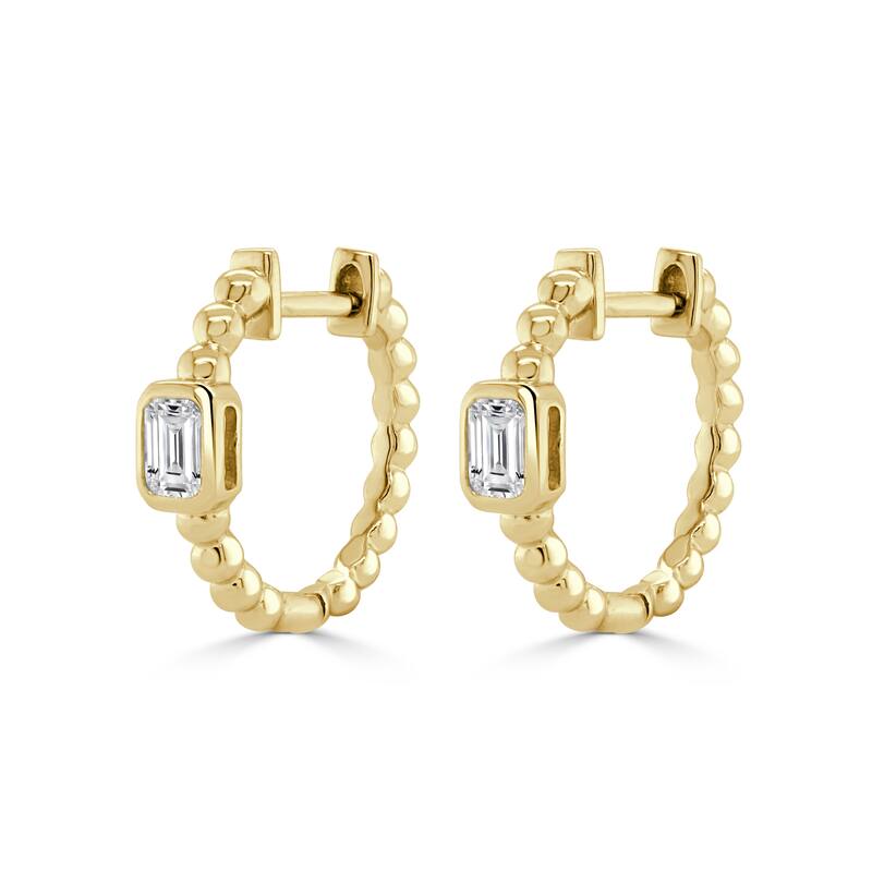 Joelle Collection 14K Yellow Gold Emerald Cut Diamond Earrings - Yellow