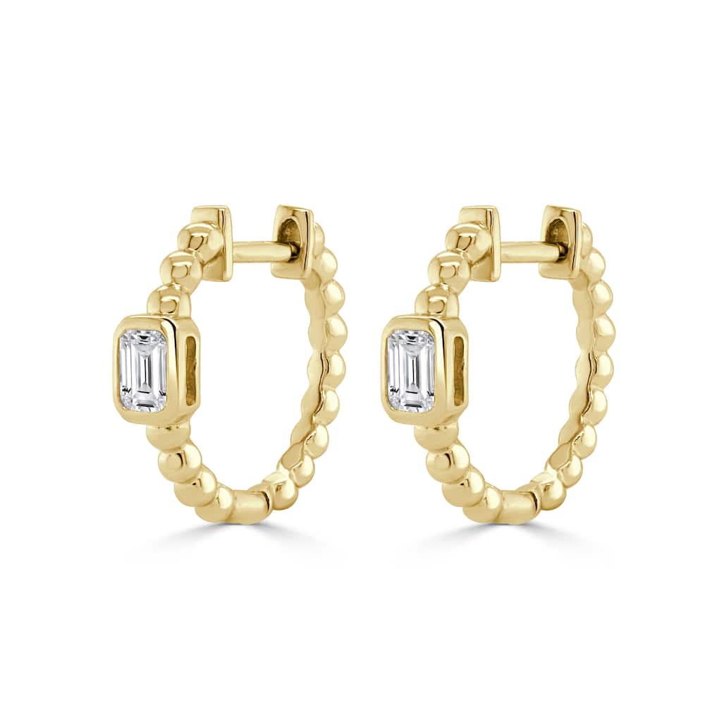 Joelle Collection 14K Yellow Gold Emerald Cut Diamond Earrings