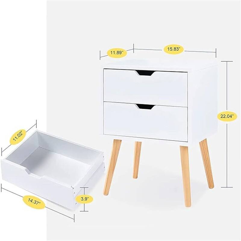 Nightstand with Storage Drawer Set of 2