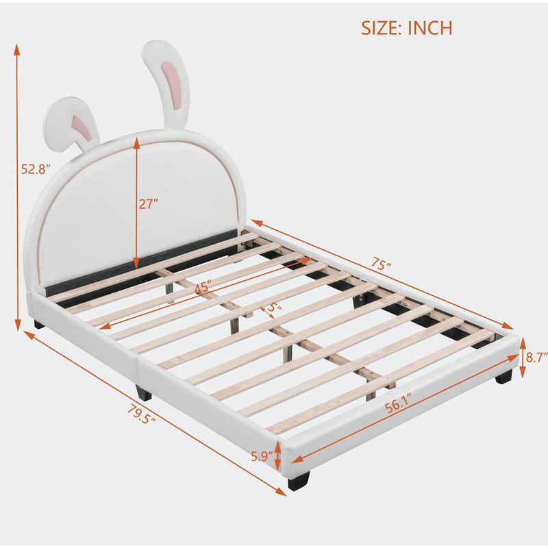 Full Size Upholstered Leather Platform Bed
