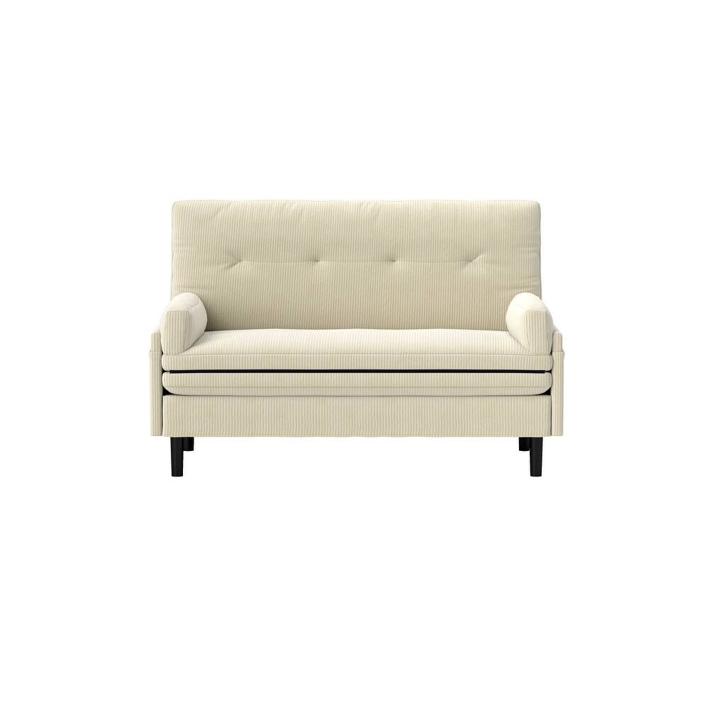 Ivory Corduroy Adjustable Loveseat Sofa and Guest Bed