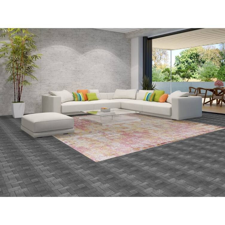 Hand Knotted Oriental 100% Wool Carpet Modern All-Over Multi-Colored Abstract Area Rug - 10' 11'' X 10' 11''