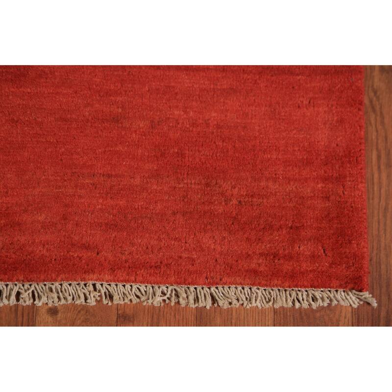 Red Modern Gabbeh Oriental Area Rug Hand-Knotted Wool Carpet - 6'8" x 9'2"