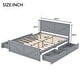 preview thumbnail 4 of 24, Queen Platform Bed with 4 Drawers, Headboard & Support Legs, Grey