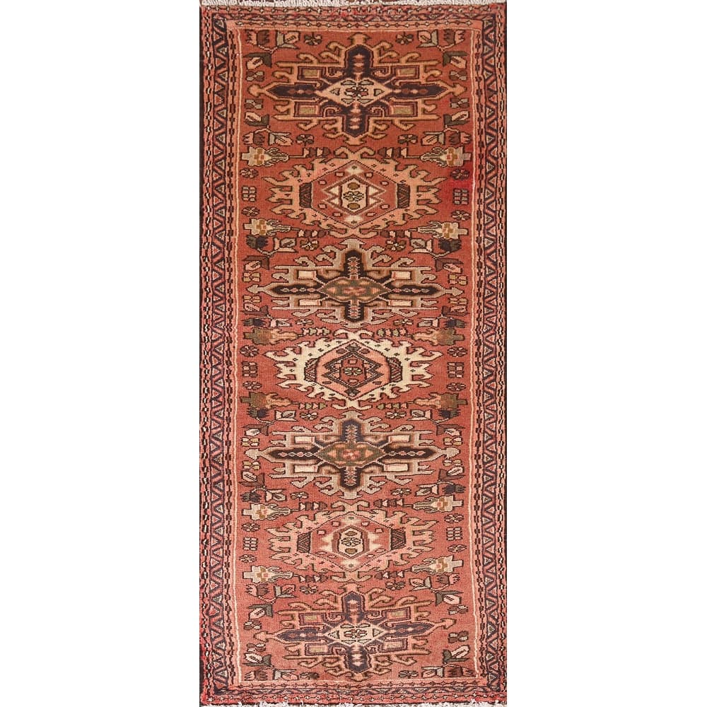 Gharajeh Persian Vintage Area Rug Hand-Knotted Wool Carpet - 2'6"x 6'1"