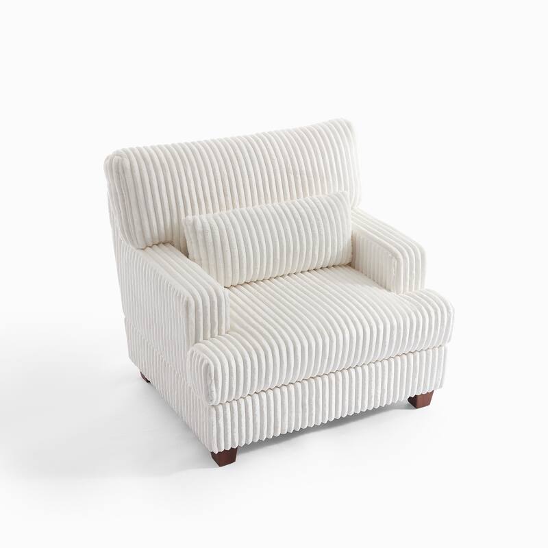 36" Wide Oversized Upholstered Chaise Lounge Accent Chair with Ottoman - Armchair - Beige