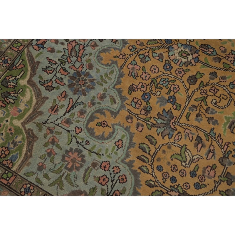 Hand Knotted Oriental 100% Wool Carpet Traditional Floral Oranges & Rust Tabriz Area Rug - 12' 7'' X 9' 10''