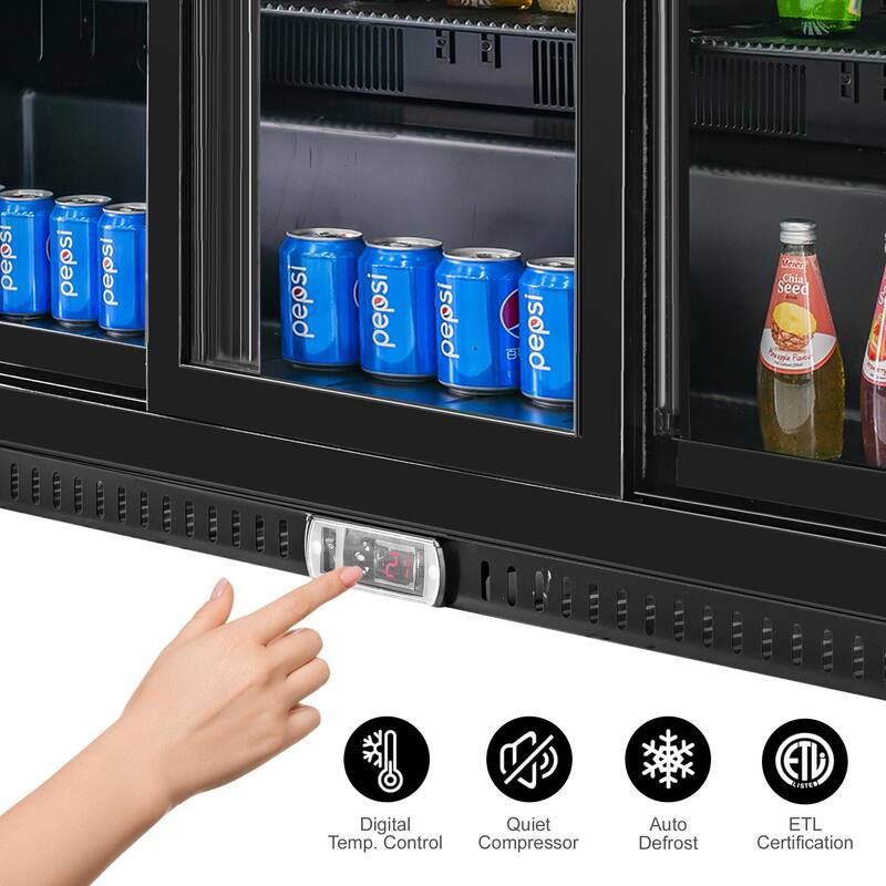VITLIFE Back Bar Cooler with 3 Sliding Glass Doors, Counter-Height Beverage Refrigerator, 11.6 Cu.Ft