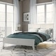 preview thumbnail 1 of 5, Full Size Modern Solid Wood Platform Bed with Tapered Legs and Elegant Slat Design Headboard White