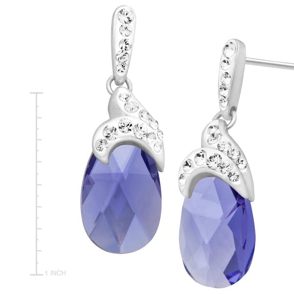 Drop Earrings With Lavender Swarovski Crystal In Sterling Drop Earrings With Lavender