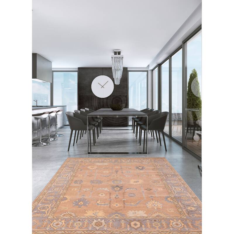 ECARPETGALLERY Hand-knotted Modern Oushak Brown Wool Rug - 8'1 x 9'11