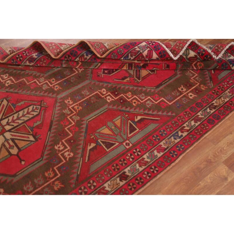 Meshkin Persian Vintage Area Rug Handmade Wool Carpet - 4'8" x 10'6"