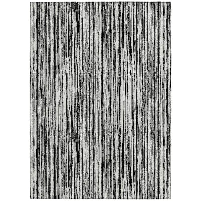 HomeRoots Striped Transitional Rectangle Outdoor Rug
