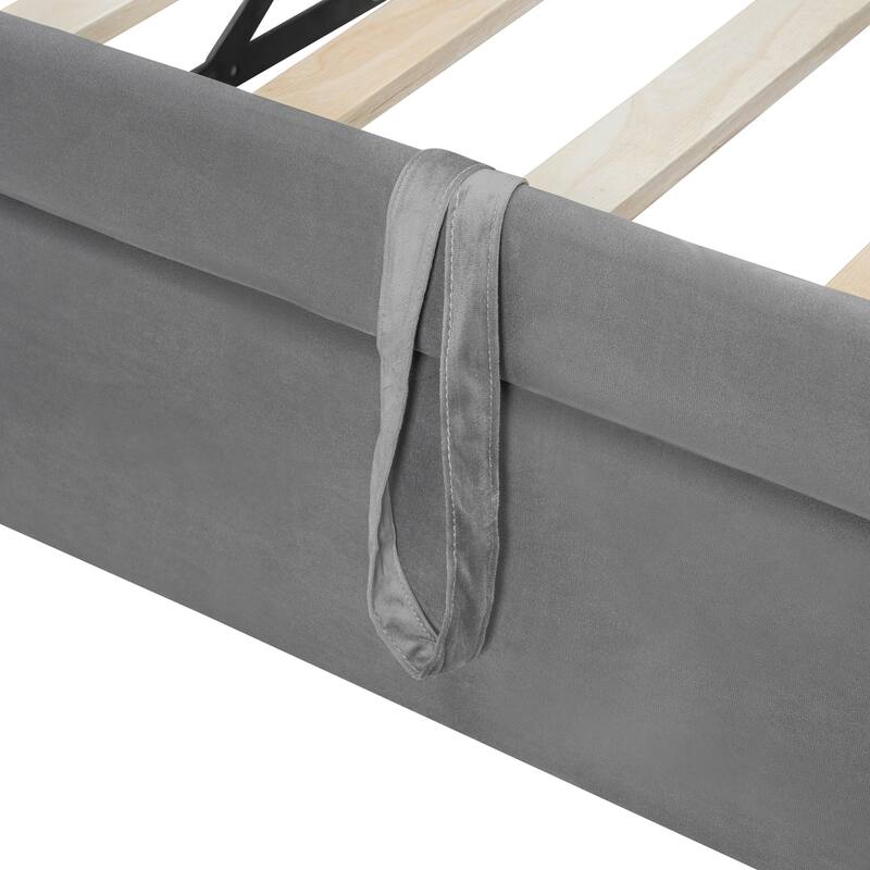 Velvet Upholstered Daybed with LED Armrest Lights and Pull-Out Lift-Up Trundle