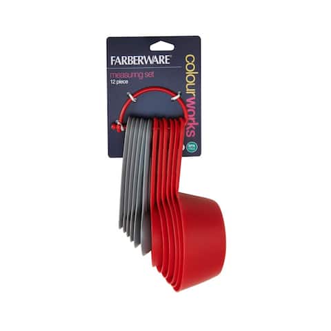Farberware Measuring Cups and Spoons Set, 12 Piece - Red/Gray