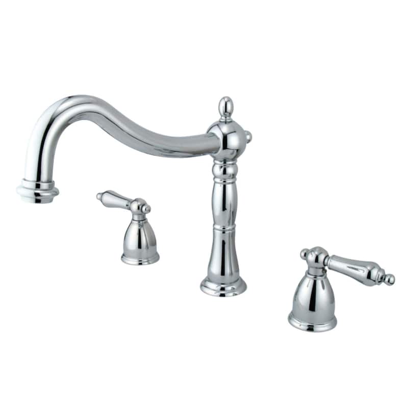 Kingston Brass Heritage Widespread Deck Mounted Roman Tub Filler with - Polished Chrome
