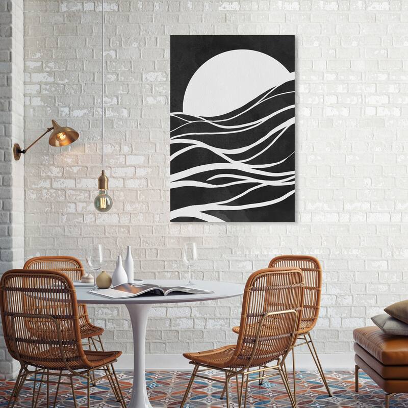 Oliver Gal Abstract Sunset Tide Black and Modern & Contemporary Wall Art Canvas Print - 36 x 24