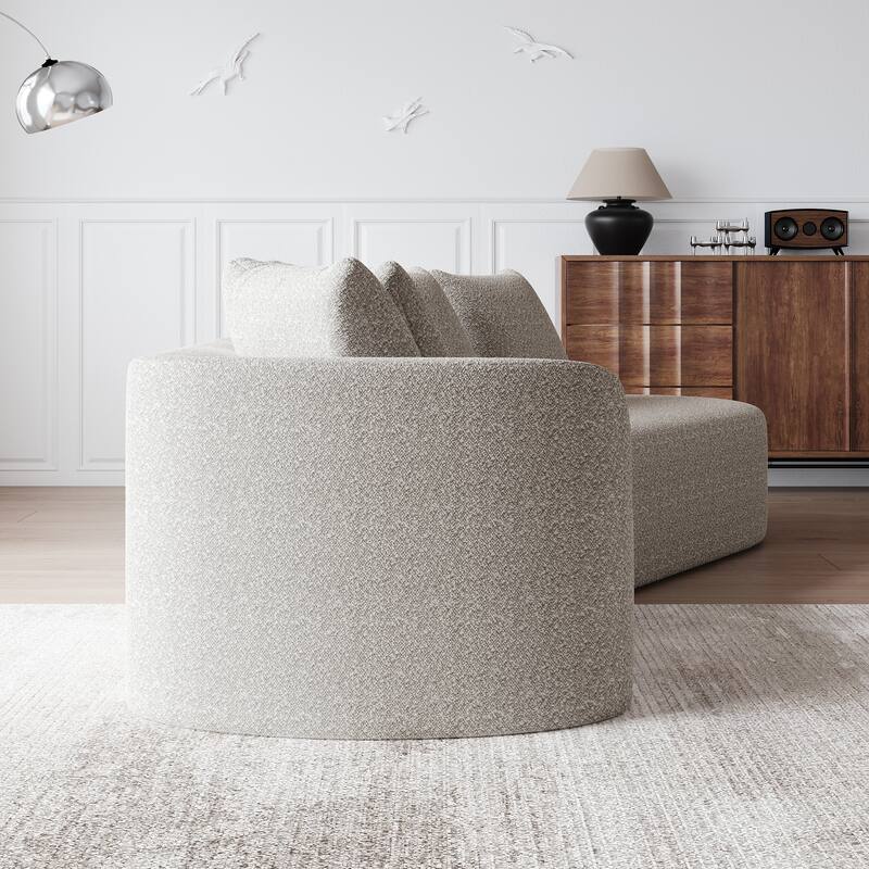 Modular Curved Sectional Sofa, Oversized Chenille Cloud Couch, Compressed Upholstered Sofa with 4 Throw Pillows