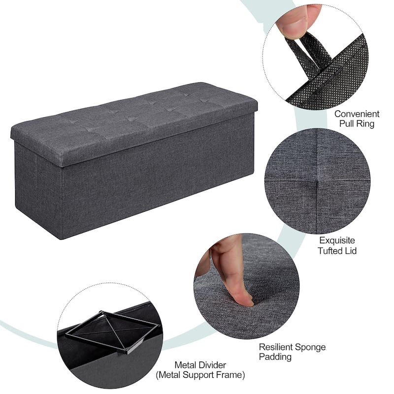 Fabric Storage Ottoman Bench Storage Chest