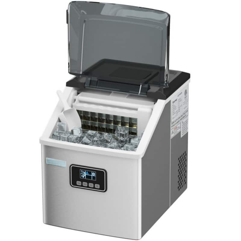 Countertop Ice Maker with Stainless Steel Body and Self-Cleaning 24 Ice Cubes PerCycle - 15" x 11.5" x 14" (L x W x H)