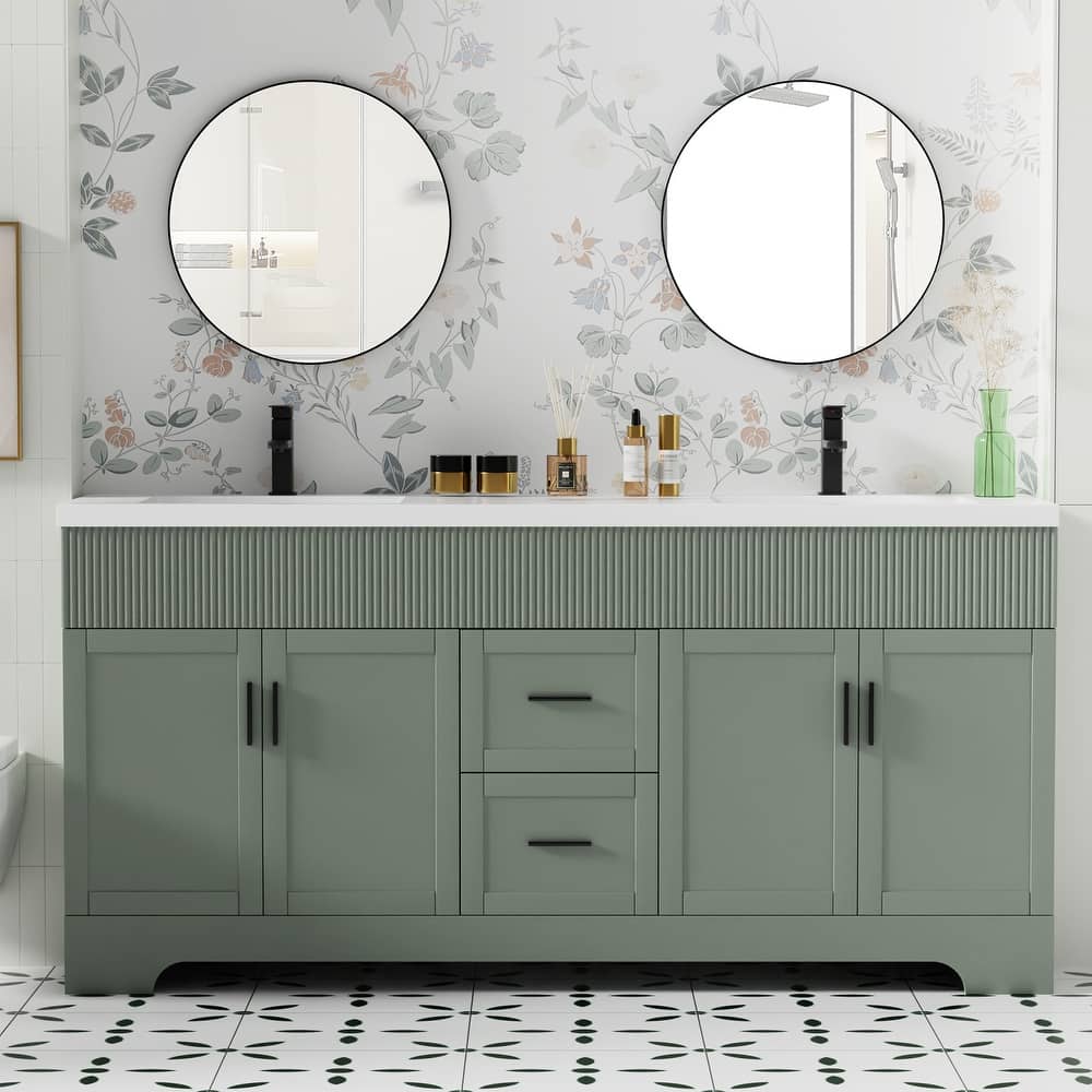 Wavy Line 30"/36"/48" Bathroom Vanity Set with Sink & Faucet