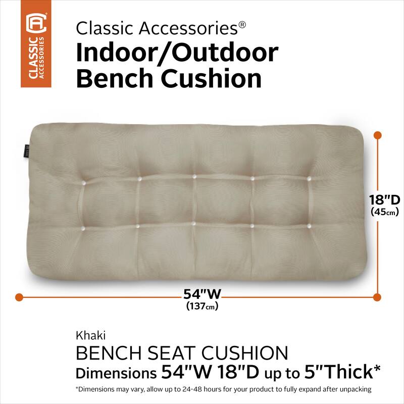Classic Accessories Water-Resistant Indoor/Outdoor Bench Cushion