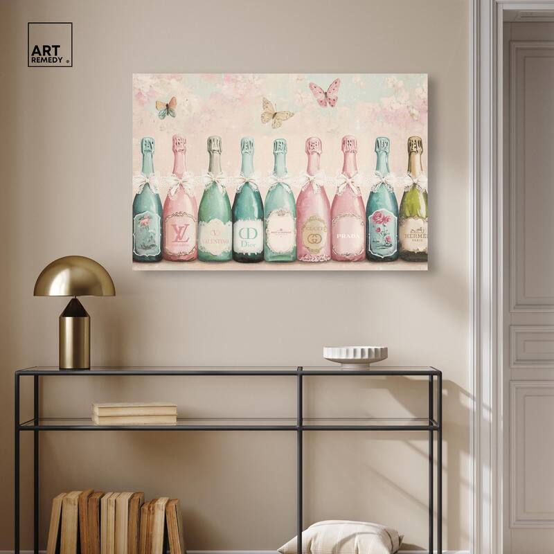 Champagne Mint and Pink Canvas by Art Remedy, Gallery Wrapped