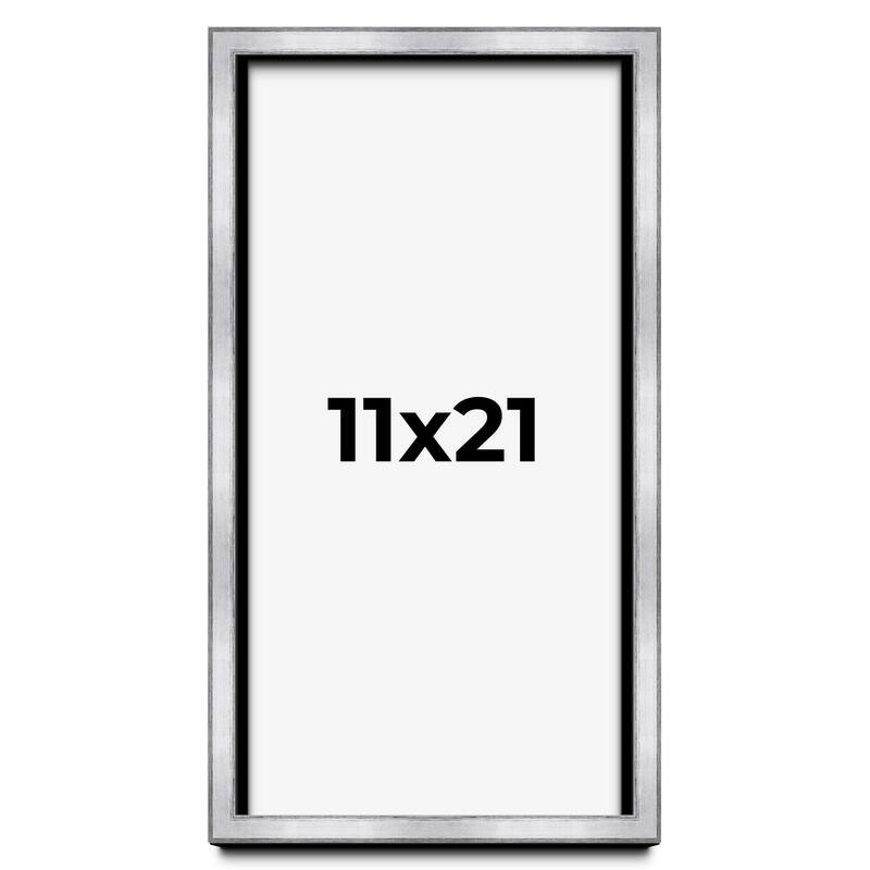 11x21 Shadow Box Frame Silver | 1.375 Inches Deep Real Wood