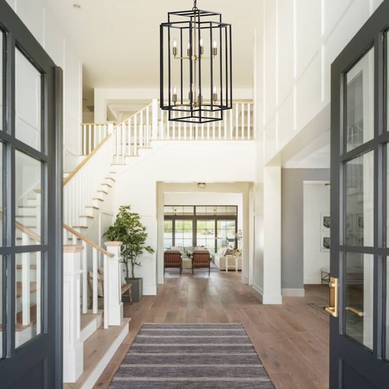 18-Inch Industrial Pendant Light – 8-Light Geometric Design, Adjustable Hanging Fixture (Bulbs Not Included).
