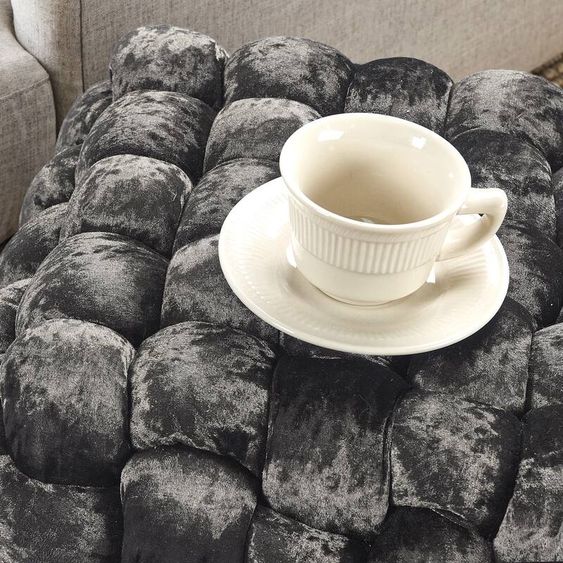 Home Soft Things Crushed Velvet Pouf Stool Ottoman