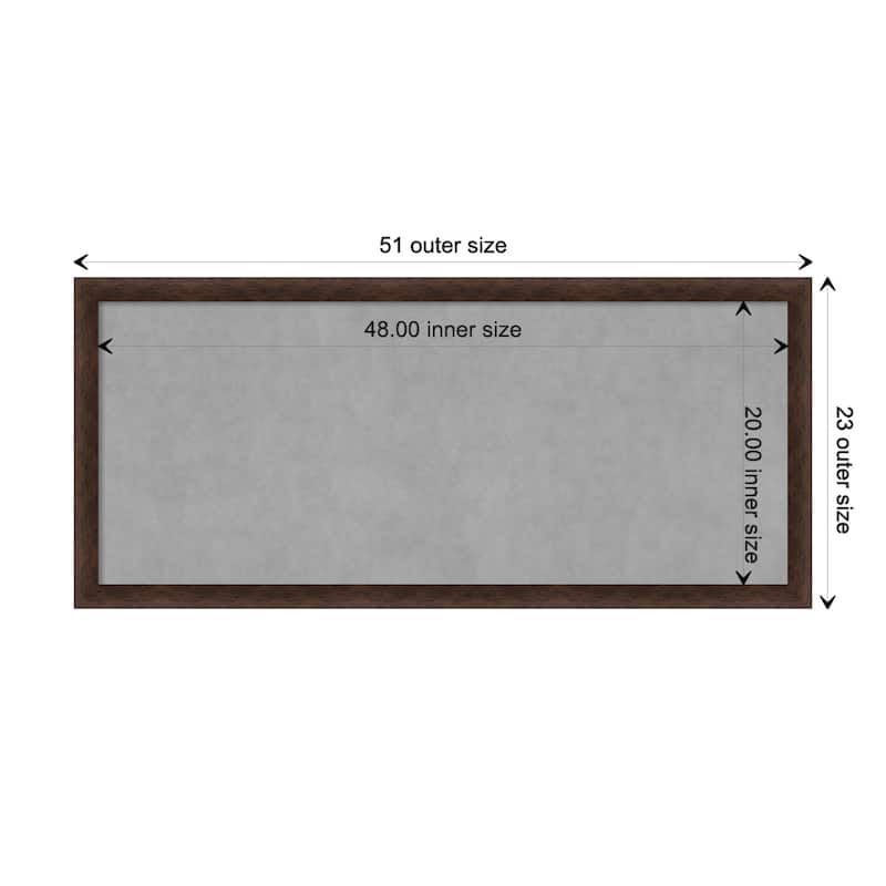 Amanti Art Warm Walnut Narrow Framed Magnetic Board - Board Size 48x20