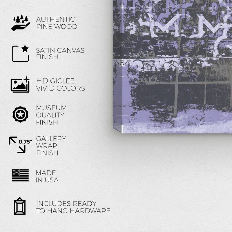 Wynwood Studio Canvas Abstract Numerica Violet Purple and Light Purple Modern & Contemporary Wall Art Canvas Print