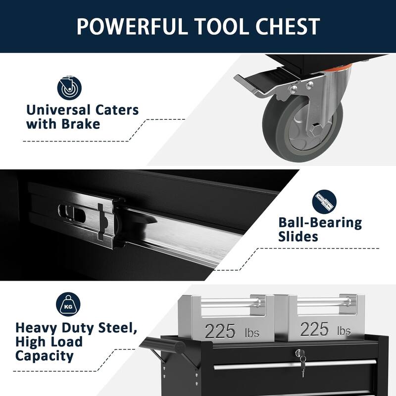 5-Drawer Rolling Tool Chest Storage Cabinet with Wheels