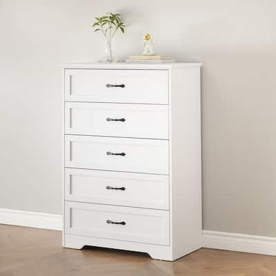 5 Drawers Dresser, Tall Chest of Drawers with Deep Drawers