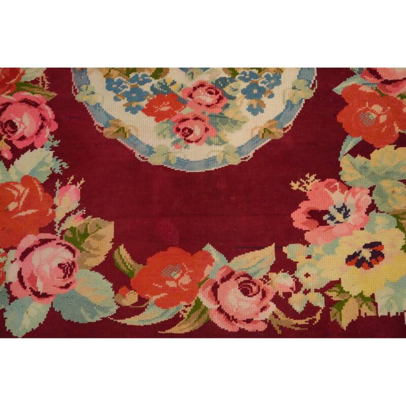 Hand Knotted Oriental 100% Wool Carpet Traditional Floral Red Karabagh Area Rug - 3' 3'' X 2' 6''