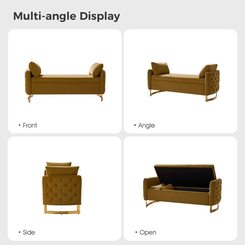 Robert Modern Upholstered Flip Top Storage Bench with Two Pillows by HULALA HOME