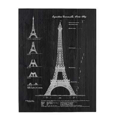 Wood Architecture Eiffel tower Wall Decor - Black - Roche River Decor