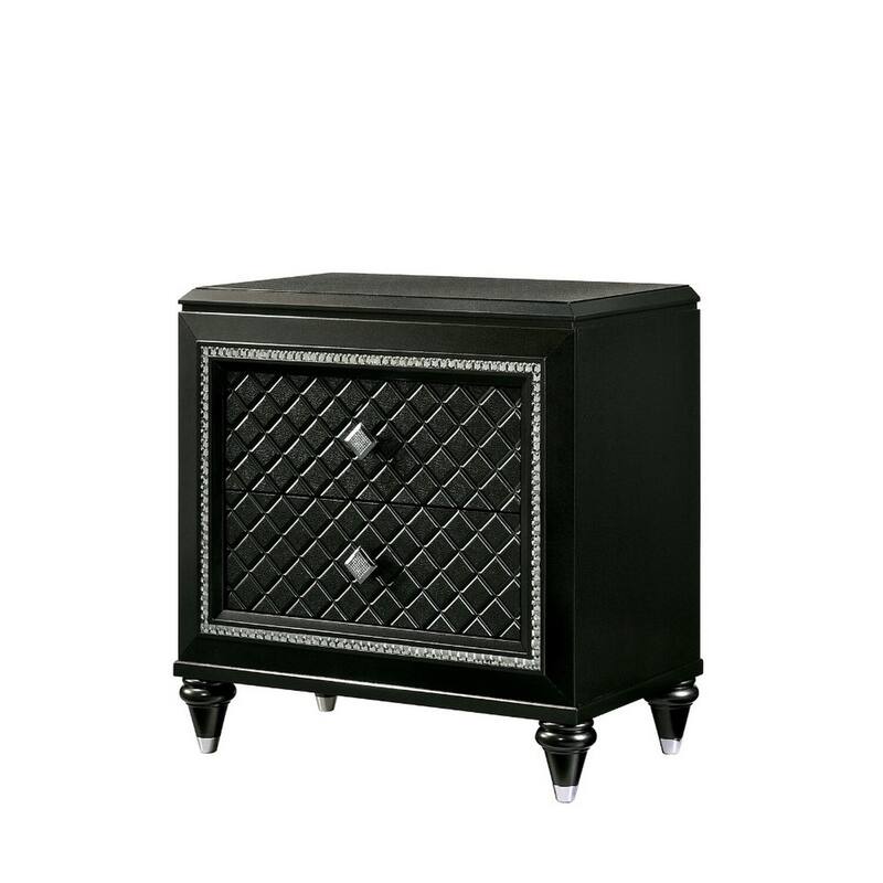 Metallic Gray 2 Drawer 17.5 in. W Nightstand with Turned Legs