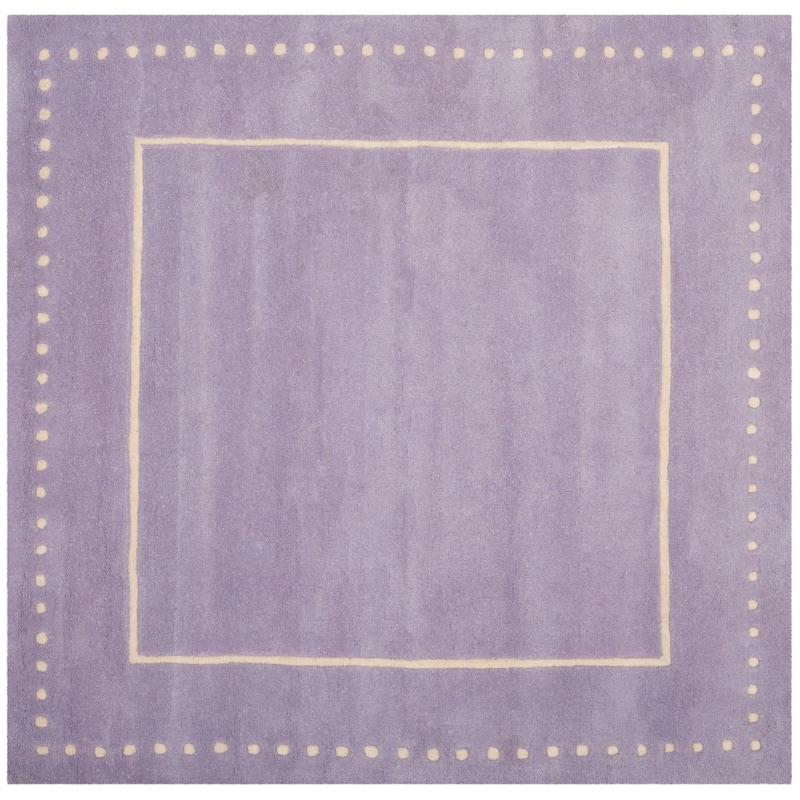 SAFAVIEH Handmade Bella Alverta Dotted Border Wool Rug - 5' x 5' Square - Lavender/Ivory