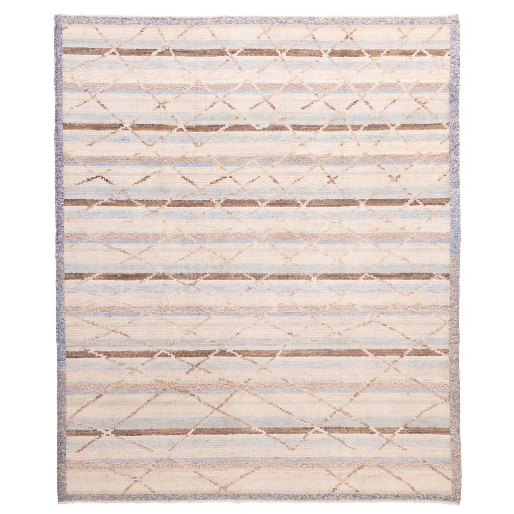ECARPETGALLERY Hand-knotted Pak Finest Marrakesh Ivory Wool Rug - 8'1 x 9'8