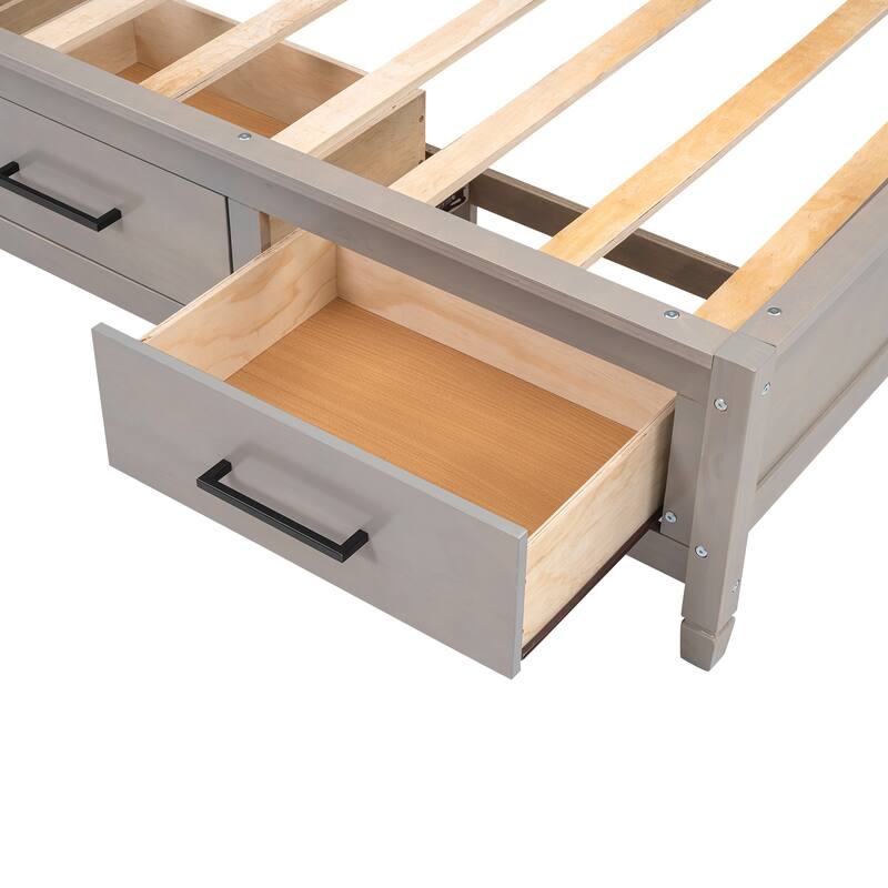 Twin Size Lounge Daybed with Storage Shelves, USB Ports, 3 Drawers