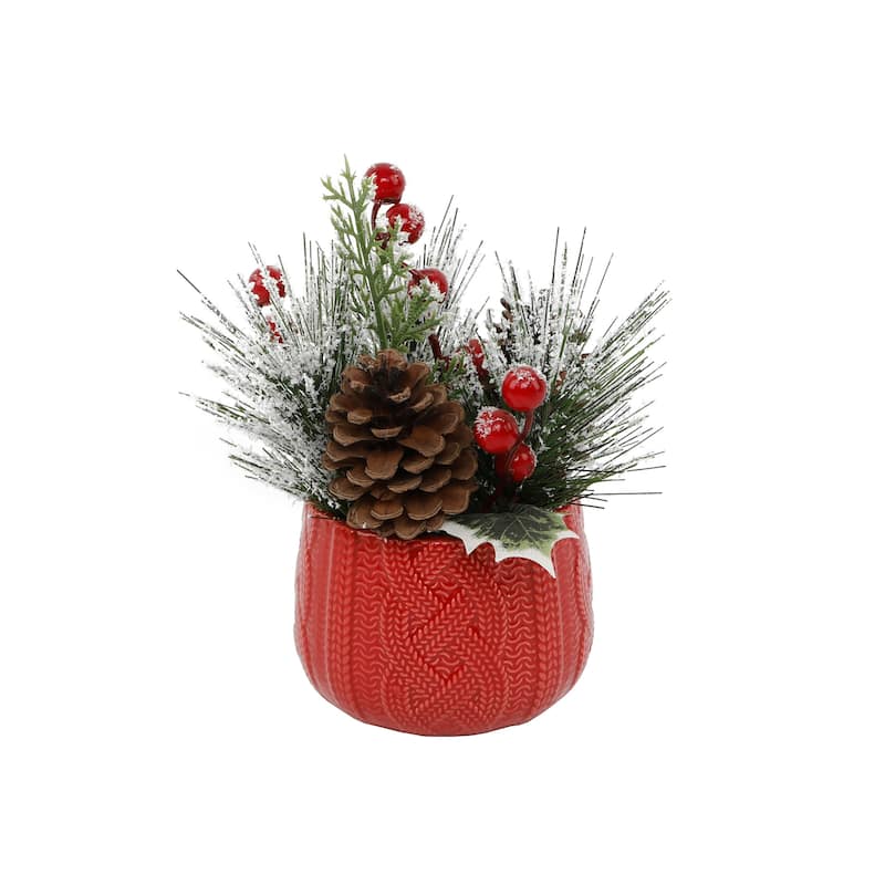 Xmas Mix in Red Sweater Ceramic Pot