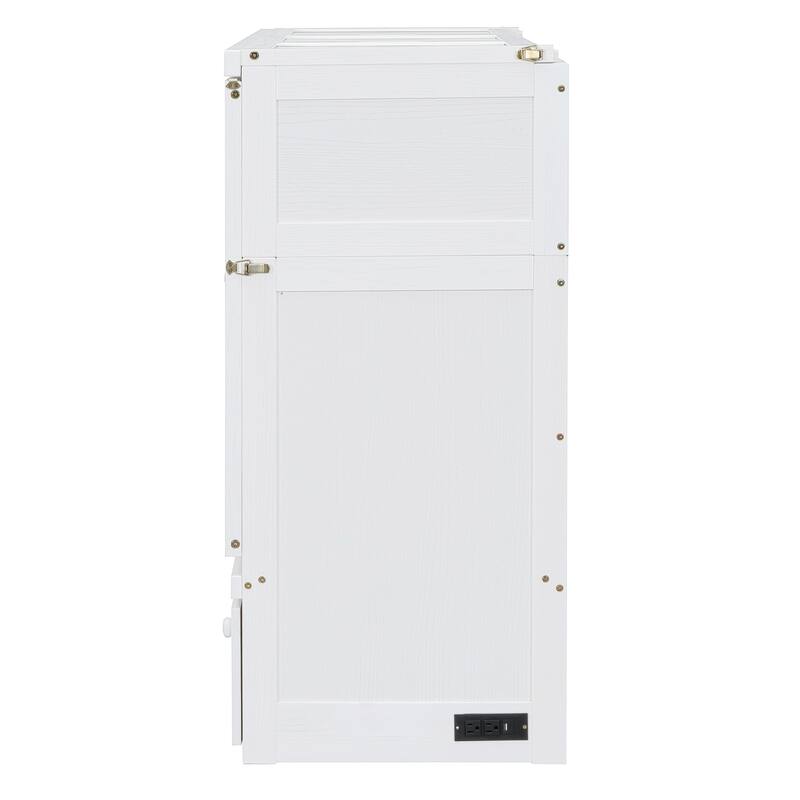 Space-Saving White Full Size Murphy Bed with USB Ports and Large Storage Drawer