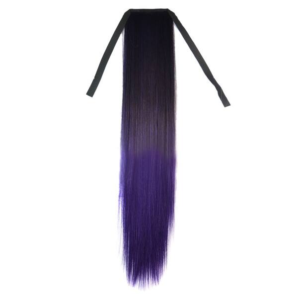 Shop Colorful Horsetail Straight Hair Wig Black To Dark Purple