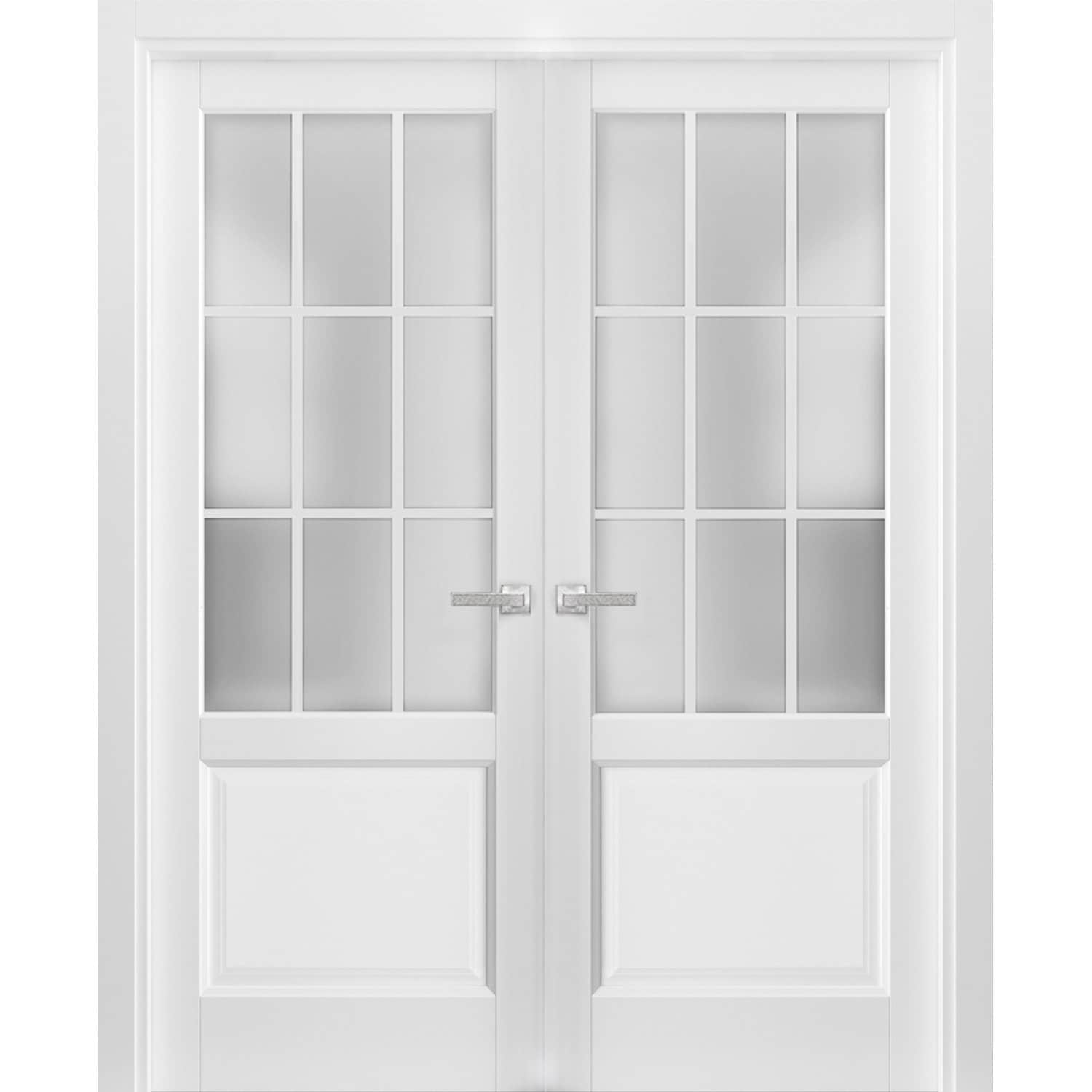 SartoDoors Felicia 3309 | Interior French Doors Double French Door | Solid Wood w/ Glass | 36x80, White Bedroom Door Pantry Door