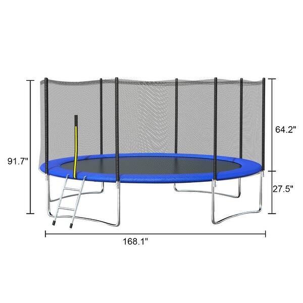 Solid Tapline 14' Round Backyard Trampoline with Safety Enclosure Waterproof - Bed ...