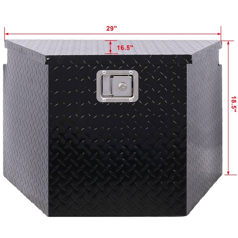 29 Inch Aluminum Trailer Tongue Box, Heavy-Duty Truck Bed Tool Box, RV Storage Organizer W/ Lock Keys, Trailer Chest Box