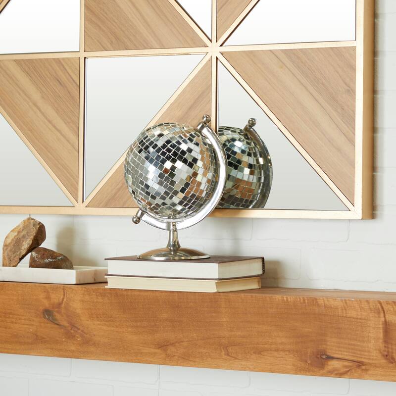 Stainless Steel Disco Ball Style Globe - 8 x 7 x 10 - Silver